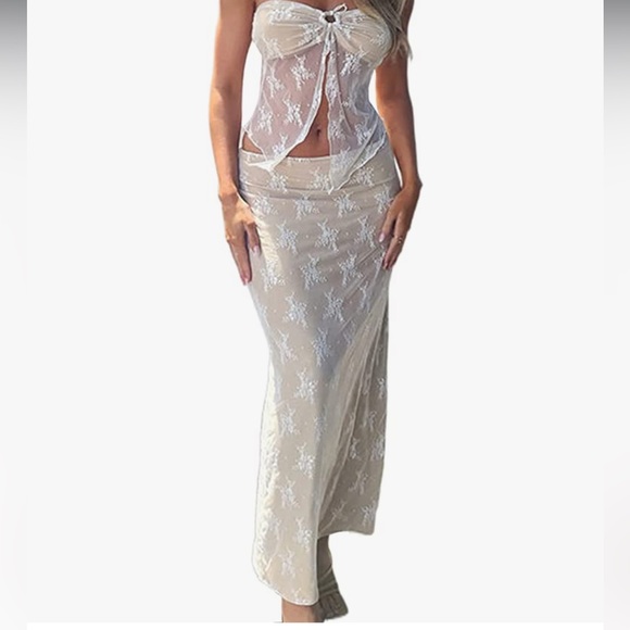 White Lace 2 Piece Skirt Set (Princes Polly inspired) - Picture 2 of 3